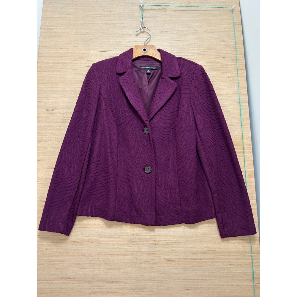 Briggs New York Purple Textured Ripple Blazer Jacket Womens Size Small Plum